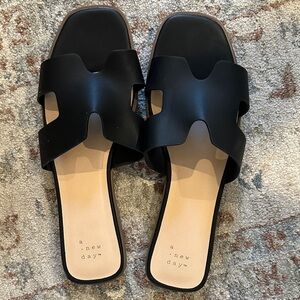 A New Day Black Slide Sandals